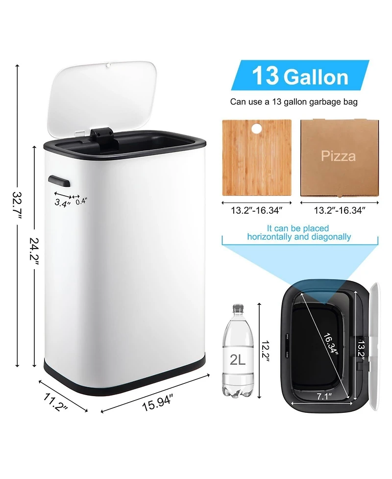 gaomon Automatic Trash Can with Lid,13 Gallon Smart Trash Can, 50L Motion Sensor Trash Can