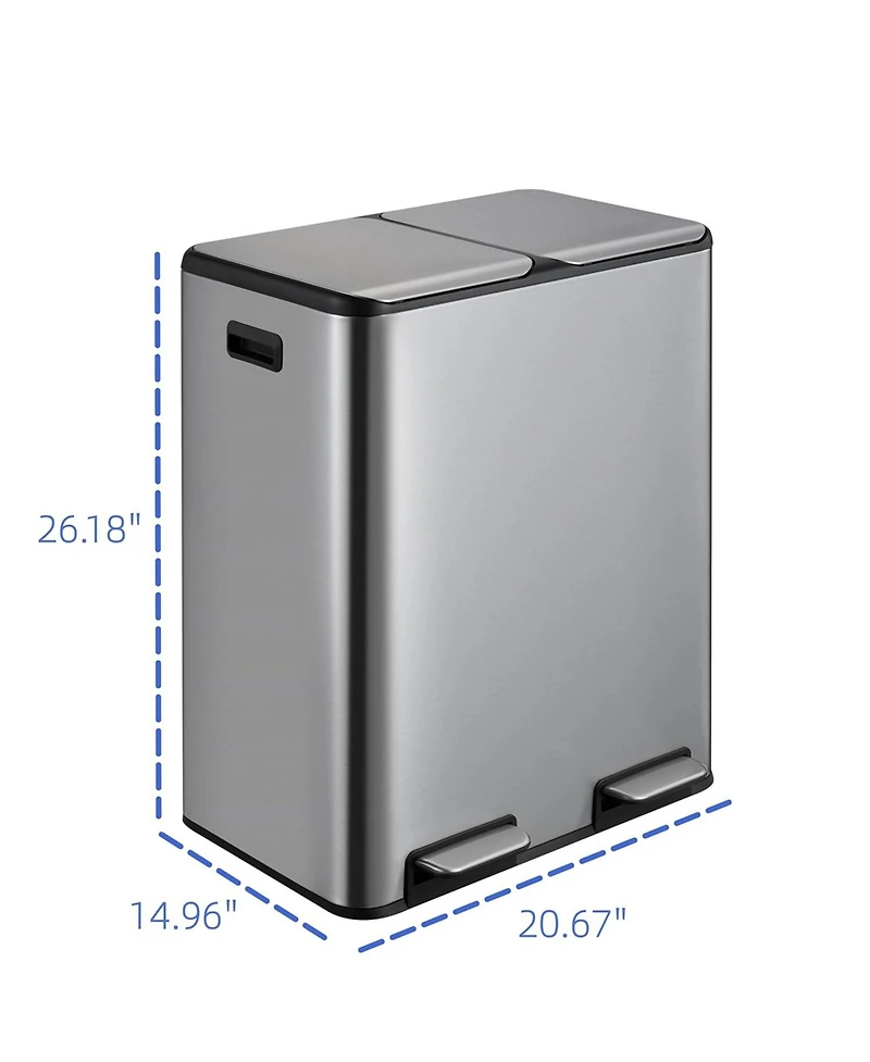 gaomon 16 Gallon/60L Dual Kitchen Trash Can, 2x8 Gallon Step Garbage Can