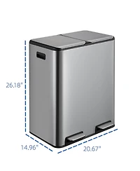 gaomon 16 Gallon/60L Dual Kitchen Trash Can, 2x8 Gallon Step Garbage Can