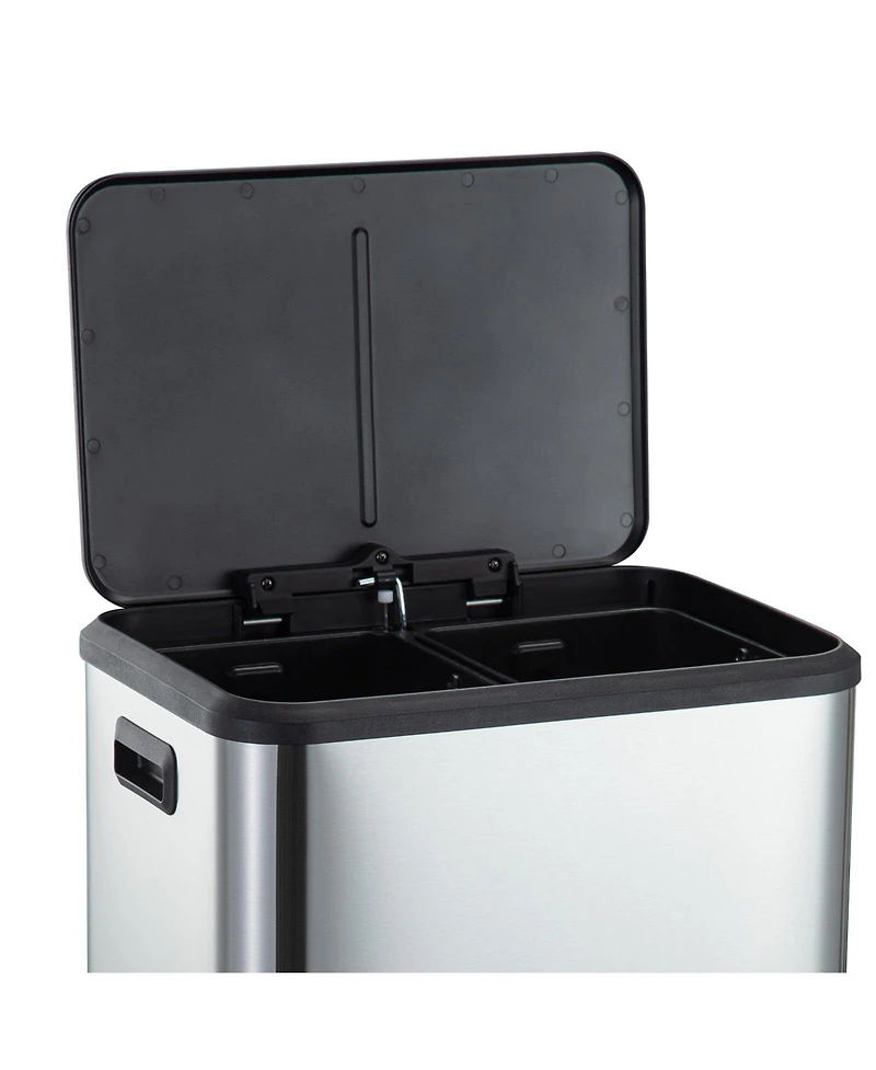 gaomon 30 Liter / 8 Gallon Rectangular Hands-Free Dual Compartment Recycling Kitchen Step Trash Can
