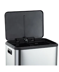 gaomon 30 Liter / 8 Gallon Rectangular Hands-Free Dual Compartment Recycling Kitchen Step Trash Can