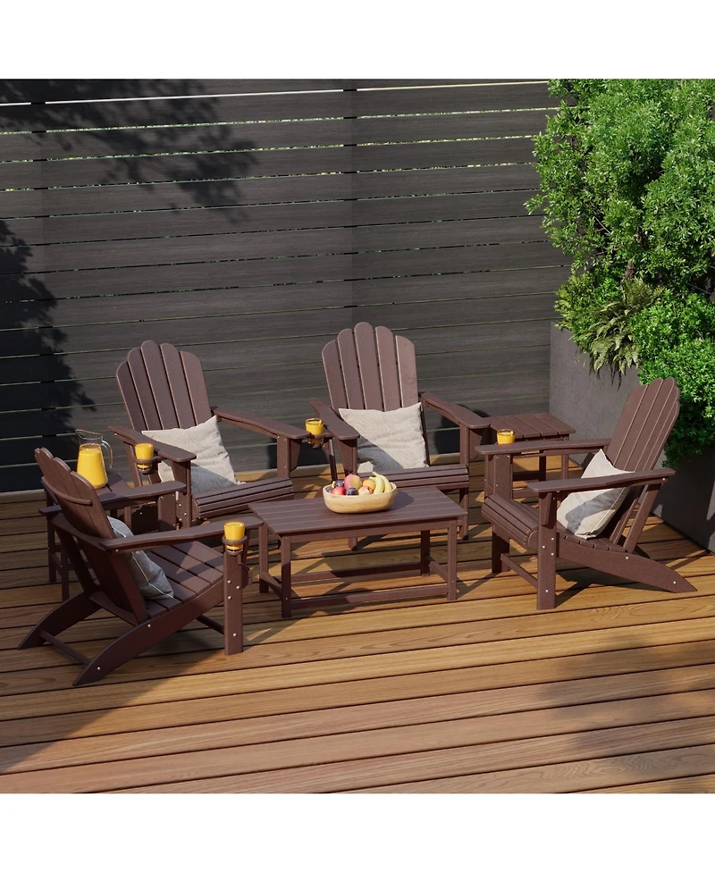 WestinTrends 7-Piece Hdpe Outdoor Patio Furniture Adirondack Conversation Set