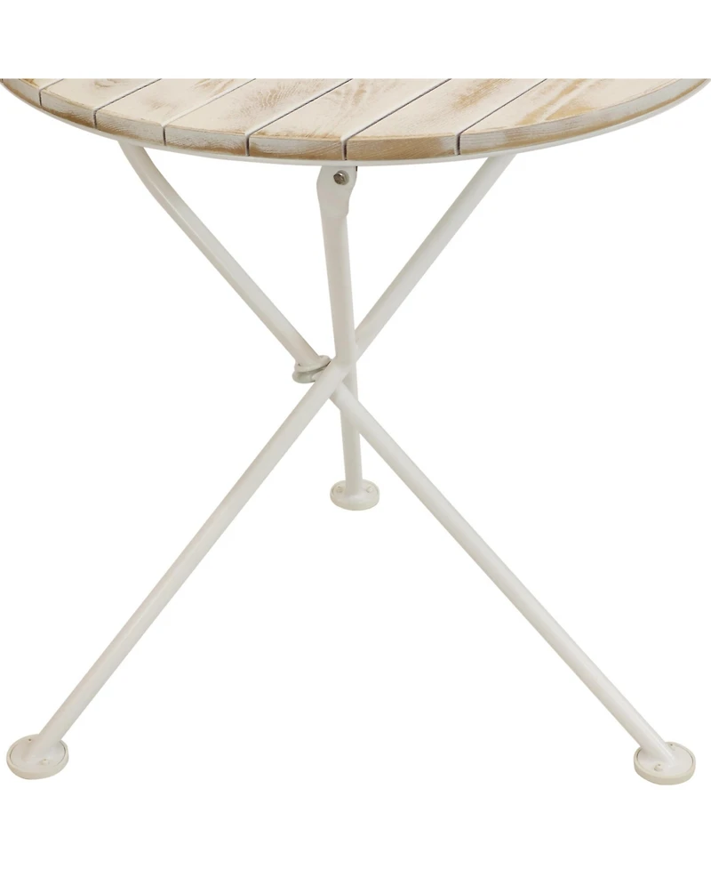 French Country Chestnut Wood Folding Round Bistro Table - 28"- White