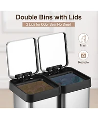 gaomon Large Capcity Dual Trash and Recycling Bin, Fingerprint Proof Stainless Steel Kitchen Garbage Can