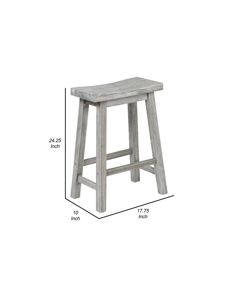 Slickblue Saddle Design Wooden Counter Stool with Grain Details for Rustic Home Decor