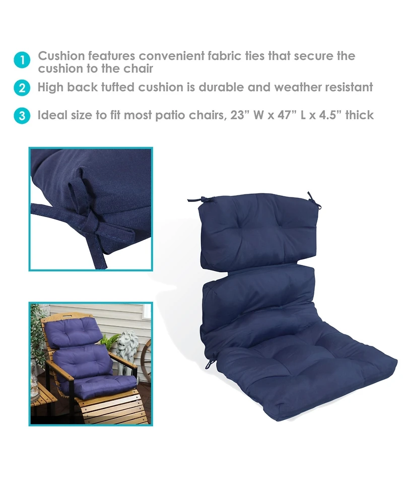Indoor/Outdoor Olefin Polyester Tufted High Back Patio Dining Chair Cushion - 23" x 47"