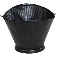 Indoor/Outdoor 5-Gallon Iron Coal and Ash Bucket with Shovel and Brush - Black