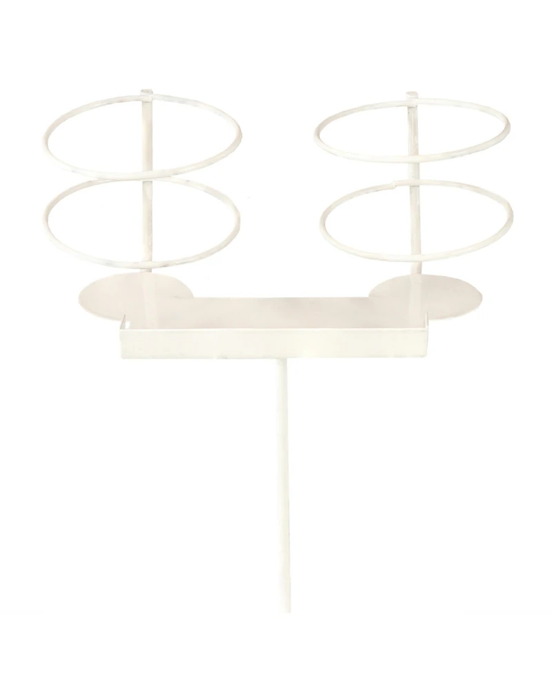 Outdoor Drink/Beverage Holder Stakes with Side Tray for Lawn, 2pk, Black and White