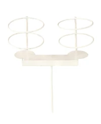 Outdoor Drink/Beverage Holder Stakes with Side Tray for Lawn, 2pk, Black and White