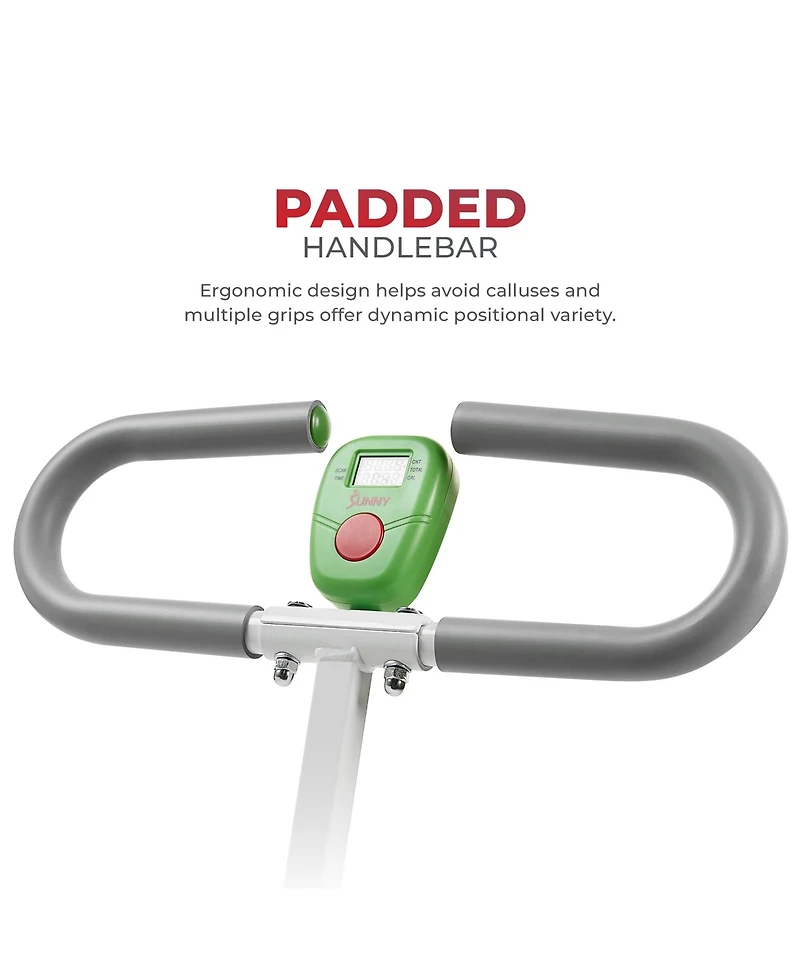 Sunny Health & Fitness Smart Green Upright Row-n-Ride & Squat Assist Machine w Free SunnyFit App via Bluetooth