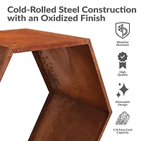 Indoor/Outdoor Heavy-Duty Steel Hexagon Honeycomb Fire Pit or Fireplace Firewood Log Rack Holder - 30