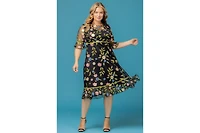 Kiyonna Plus Wildflower Embroidered Floral Mesh Dress