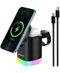 Philco 15W Fast Charging for Apple iPhone 16 15 14 13 12 11 MagSafe 3-in-1 Wireless Charging Station – Foldable Design, Charges Apple Watch & A