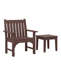 WestinTrends Outdoor Patio 2-Piece Hdpe Adirondack Garden Chair with Square Side Table Set
