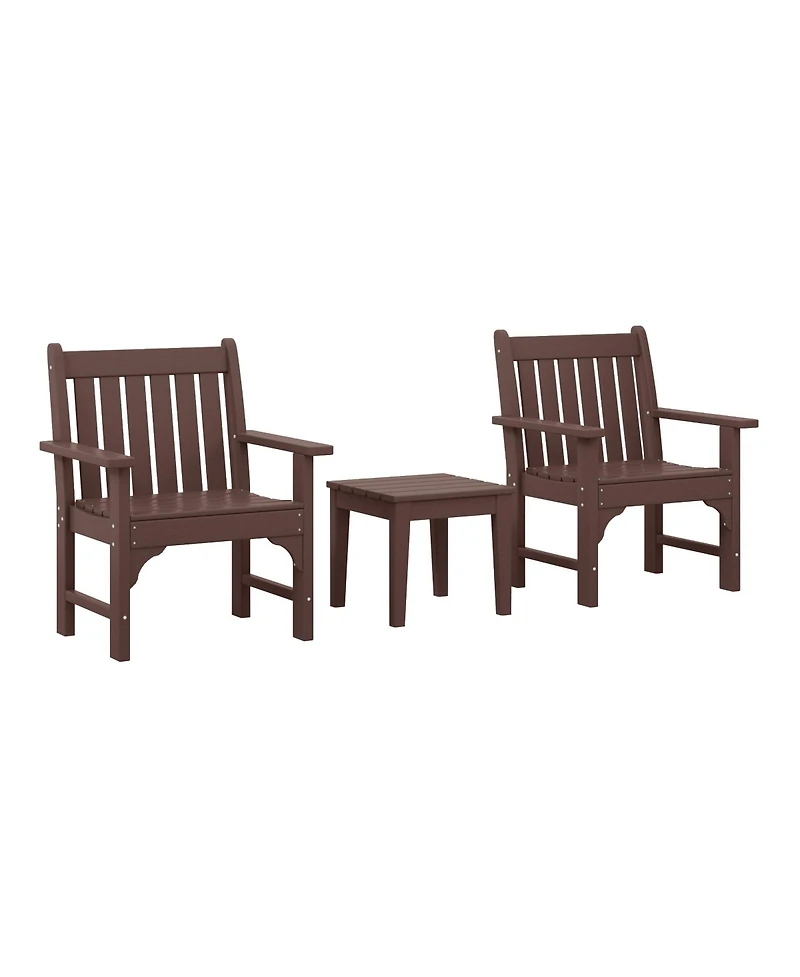 WestinTrends Outdoor Patio 3-Piece Hdpe Adirondack Garden Chairs with Square Adirondack Side Table Set