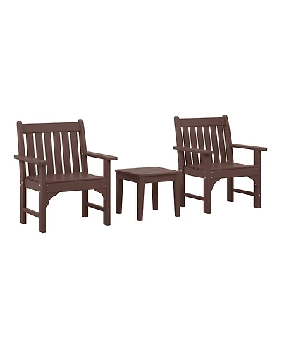 WestinTrends Outdoor Patio 3-Piece Hdpe Adirondack Garden Chairs with Square Adirondack Side Table Set