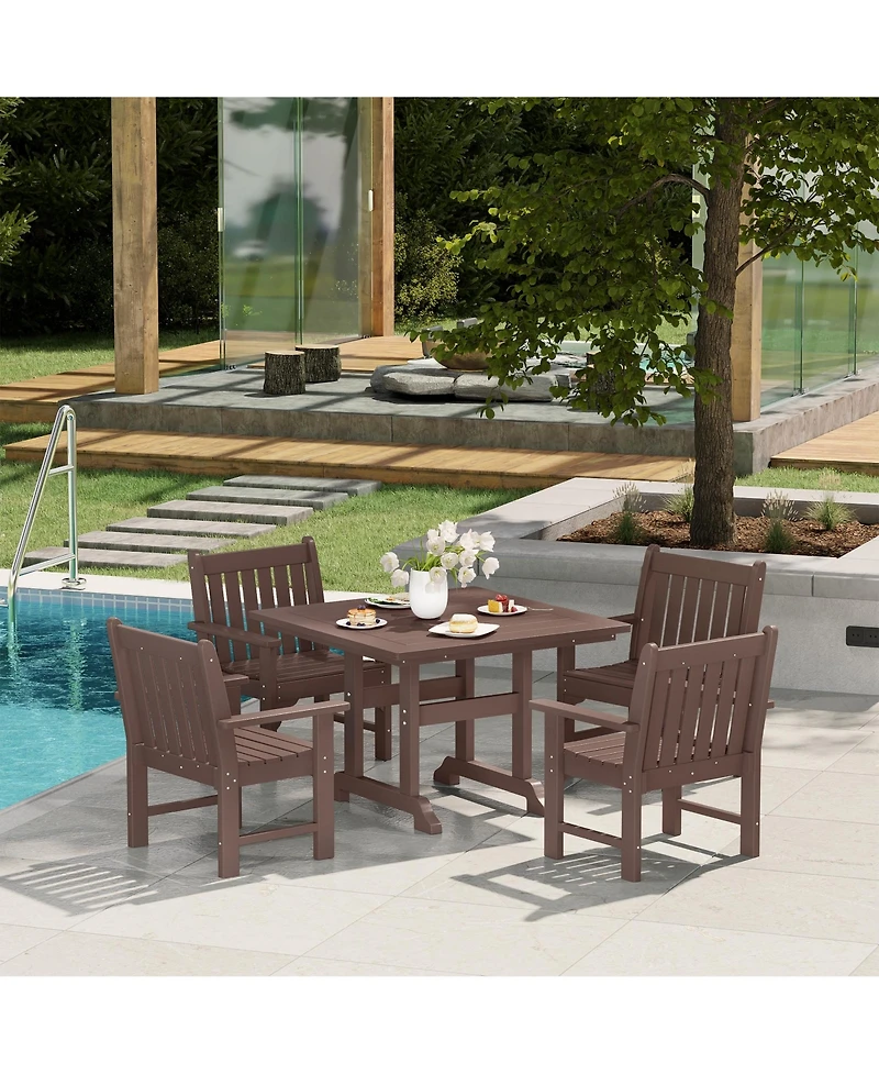 WestinTrends 5-Piece Hdpe Outdoor Patio Chair and Square Table Dining Set