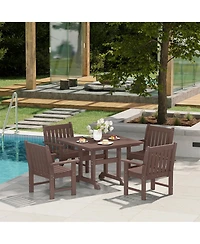 WestinTrends 5-Piece Hdpe Outdoor Patio Chair and Square Table Dining Set