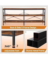 Wlive Tv Stand for 65 70 inch Tv with Led Lights Gaming Entertainment Center with Storage Industrial Tv Console for Living Room Long 63" Led Tv Cabine