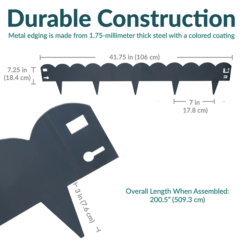 Outdoor Lawn and Garden Heavy-Duty Steel Scalloped Metal Flexible Landscape Edging Borders - 16' 5pk