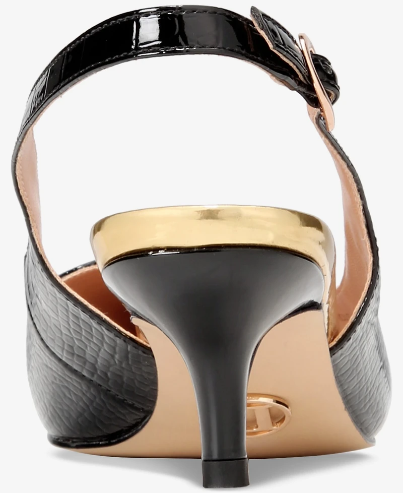 Things Ii Come Women's Julee Luxurious Pointy-Toe Slingback Kitten Heel Pump