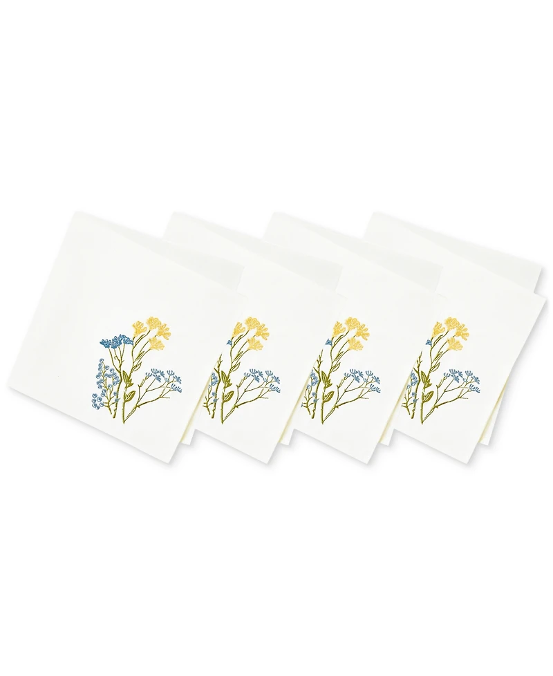 Lenox Wildflowers Border Embroidered 19" x 19" Napkin, Set of 4