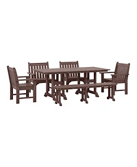 WestinTrends 6-Piece Hdpe Outdoor Rectangle Dining Patio Table and Chairs Set