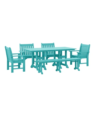 WestinTrends 6-Piece Hdpe Outdoor Rectangle Dining Patio Table and Chairs Set