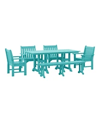 WestinTrends 6-Piece Hdpe Outdoor Rectangle Dining Patio Table and Chairs Set