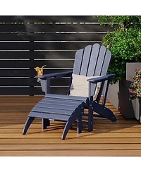WestinTrends 2-Piece Outdoor Patio Hdpe Adirondack Chair With Ottoman and Cup Holder Set