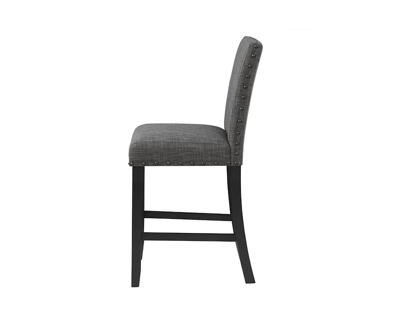 Bar Stools Set of 2, Nailhead Trim, Transitional Style with Upholstered Seat-The Pop Home