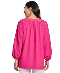 Jones New York Petite Split-Neck Blouson-Sleeve Top