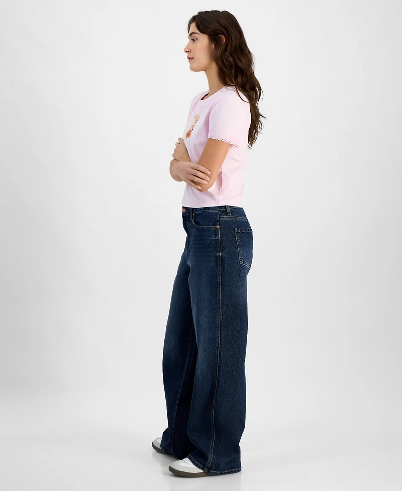 Celebrity Pink Juniors' High Rise Baggy Wide-Leg Curvy Jeans