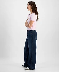 Celebrity Pink Juniors' High Rise Baggy Wide-Leg Curvy Jeans