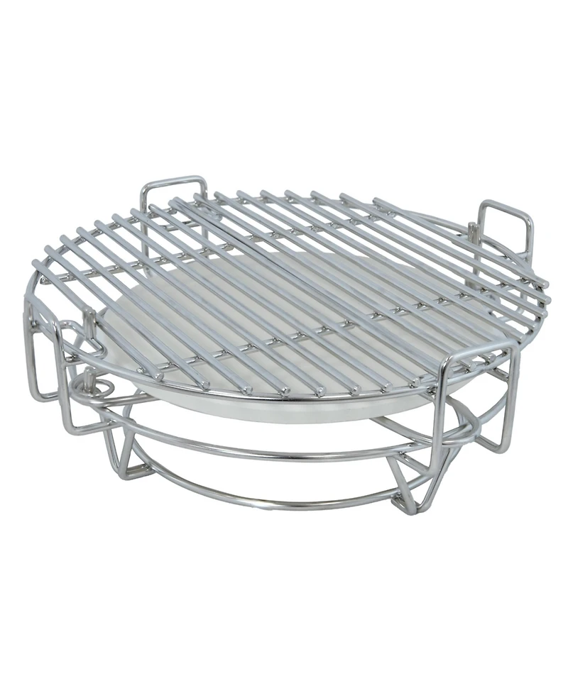 Half Moon Cooking Grate with Ceramic Deflector Plate for 15" Kamado Egg Grills - 12.5"