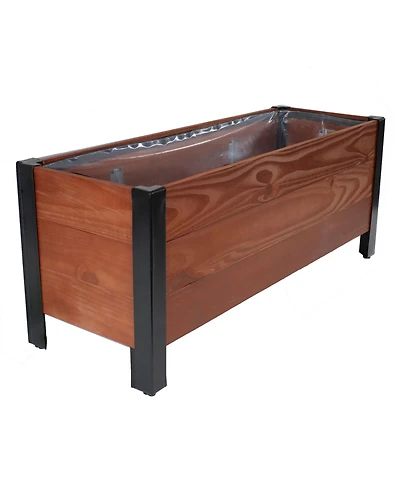 Acacia Wood Raised Garden Bed with Removable Planter Bag - 14.75" H