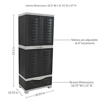 Versatile Storage Cabinet with 3 Adjustable Shelves and Lockable Doors - Charcoal w/ Gray Trim - 57.5"