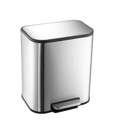 gaomon Stainless Steel Garbage Can with Lid, Step-On Pedal and Inner Bucket, Rectangular Trash Can for Kitchen