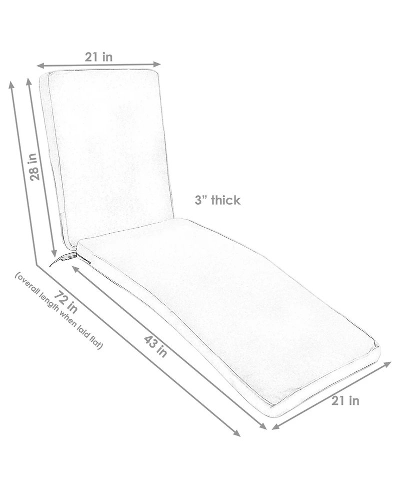 Indoor/Outdoor Olefin Replacement Patio Chaise Lounge Chair Seat Cushion - 72" x 21"