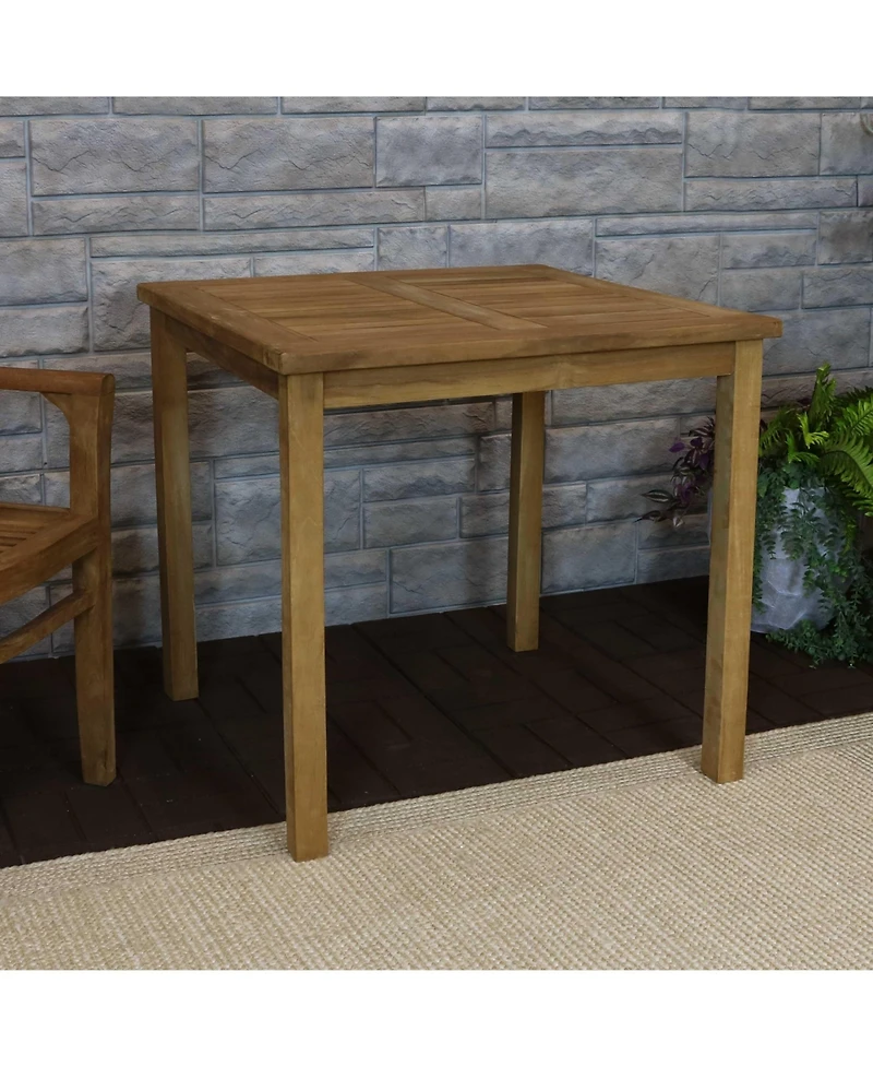 Outdoor Solid Teak Wood with Light Stained Finish Square Patio Dining Table - 32" - Light Brown