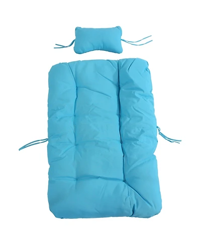 Indoor/Outdoor Polyester Replacement Julia Hanging Egg Chair Cushion with Headrest - Blue - 2pc