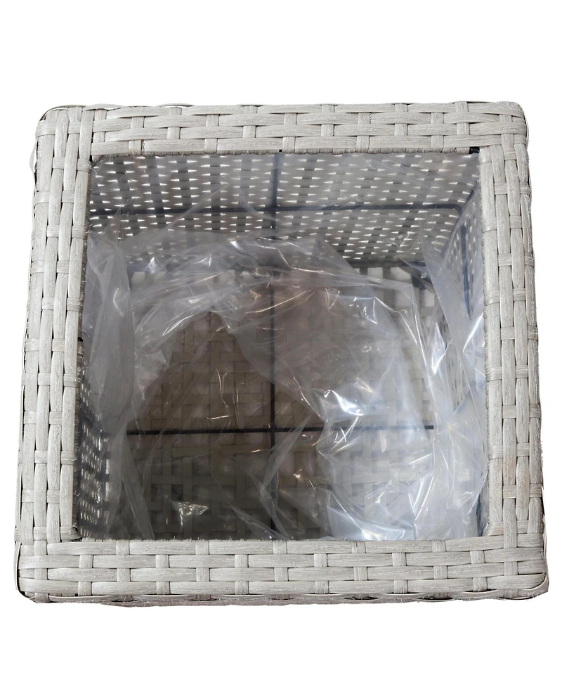 Square Indoor Polyrattan Planters with Attached Clear Polypropylene Liner 14" Square x 11" H and 14" Square x 11" H