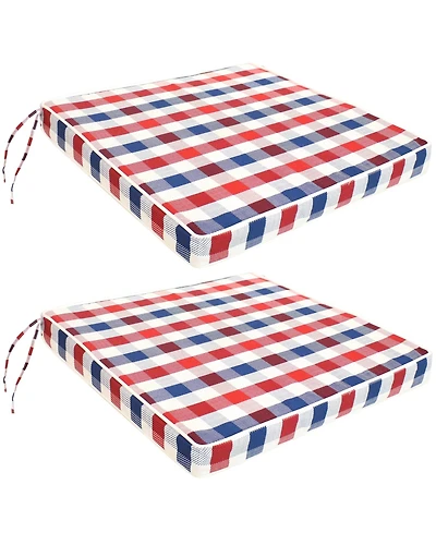 Square Indoor/Outdoor Seat Cushions with Ties - 17" Square x 2" Thick - Americano - 2-Pack