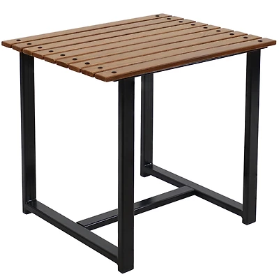 European Chestnut Rectangular Side Table with Steel Frame
