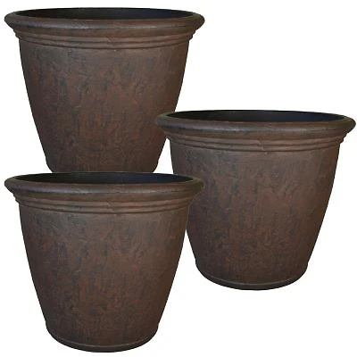 Indoor Outdoor Patio Garden Or Porch Weather Resistant Double Walled Anjelica Flower Pot Planter 24 X22
