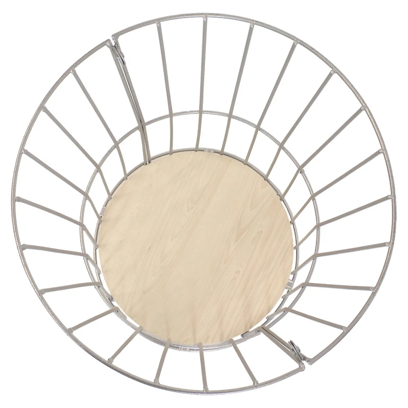 Indoor Steel Wire Pedestal End Table with Mdf Pull-Open Tabletop - 17.25” H - Cream