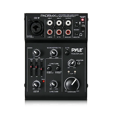 Pyle 3-Channel Usb Audio/Sound Mixer with Rechargeable Battery