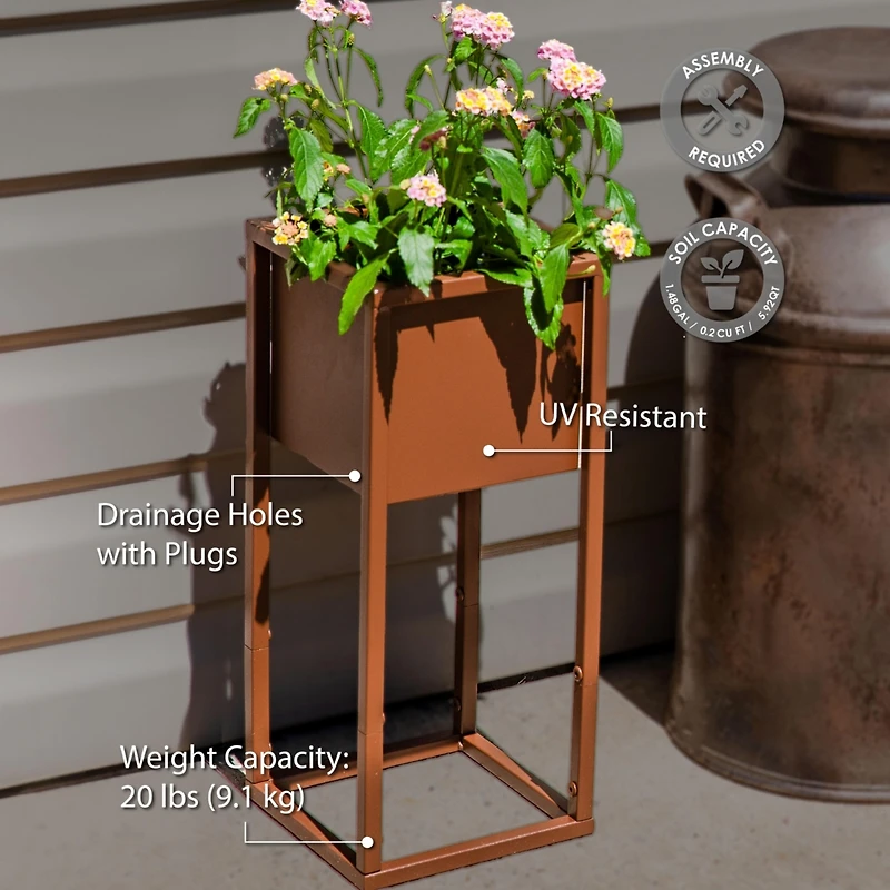 Modern Simplicity 8.25" Square Cold-Rolled Steel Outdoor Elevated Planter