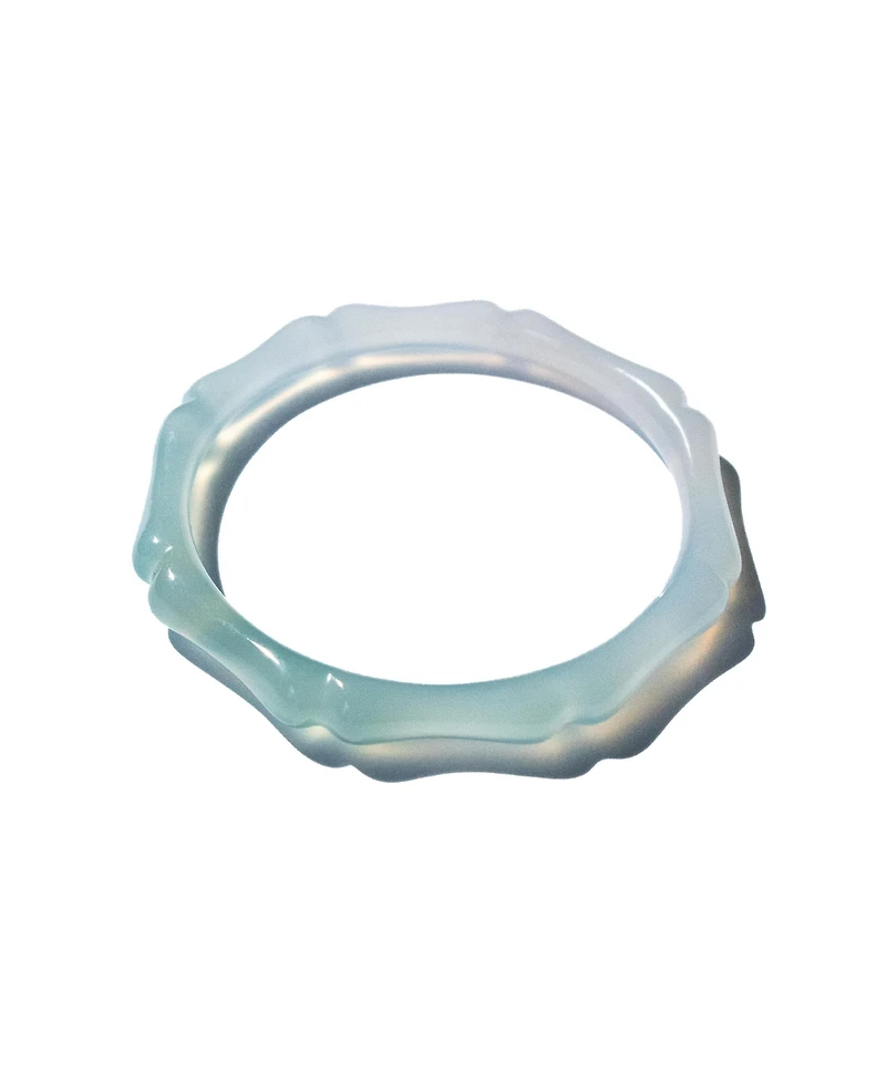 Wave - Skinny Round Jade Stone Bangle