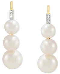 Honora Cultured Freshwater Pearl (5-7mm) & Diamond Accent Threader Earrings in 10K Yellow Gold